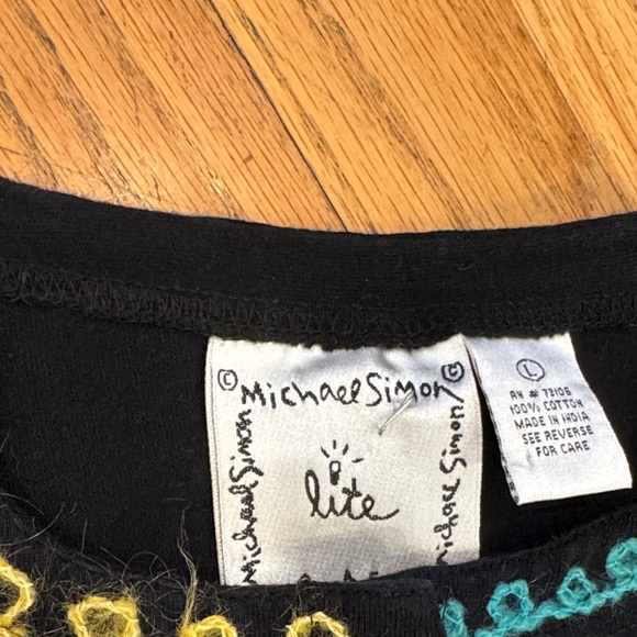 Vintage Michael Simon Black Cardigan with Colorful Embroidery - Picture 2 of 11